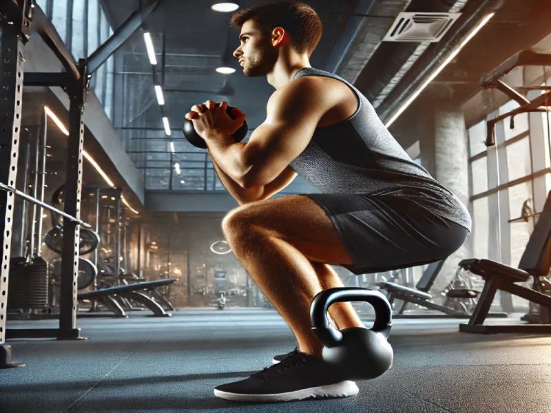 des exercices avec un kettlebell pour faire des squats et muscler l'intérieur des cuisses