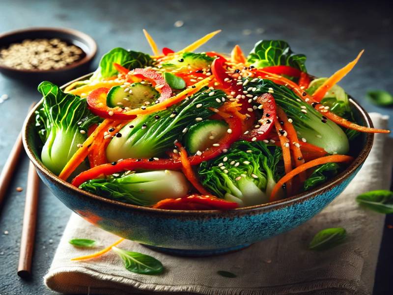 une succulente salade croquante avec du chou chinois