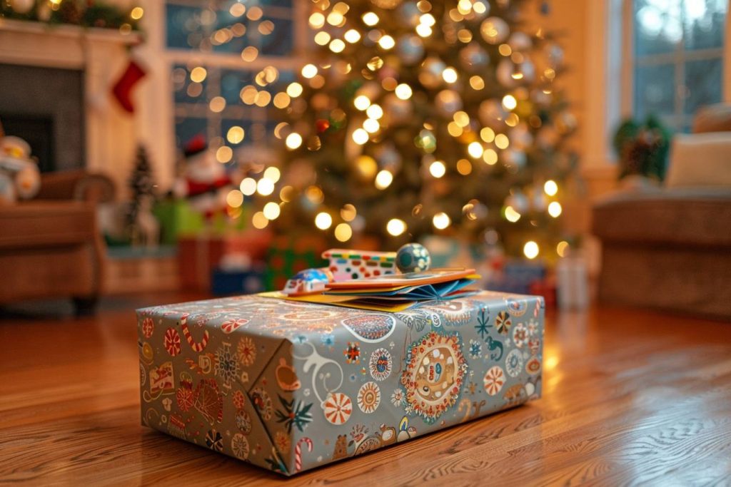 Cadeaux de Noël pour une jeune fille souriante